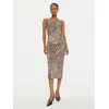 ViCOLO Cocktail obleka TS0556 Rjava Slim Fit