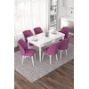 Hanah Home Set Trpezarijski sto i 6 stolica Nef, Ljubičasto-beli