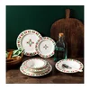 24-delni jedilni set iz porcelana — na voljo v beli, rdeči ali zeleni barvi