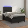 Krevet box spring s madracem LED crni 120x200cm od umjetne kože