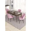 Hanah Home trpezarijski set Eva, sto na razvlačenje i 4 stolice, ploča u dekoru drveta Baroque, roze tkanina Babyface