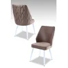 HANAH HOME Set 2 stolice Pufi Cappuccino White