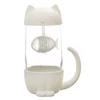 shumee Kawaii skodelica z infuzorjem Mačka z ribo 300ml bela