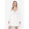 Trendyol Ecru Belted Lace Detailed Viscose Knitted Dressing Gown