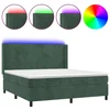 Vidaxl Box spring postelja z vzmetnico LED tem. zelena 180x200cm žamet