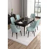 Hanah Home Set Trpezarijski sto i 6 stolica Are, Zeleno-crni