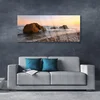 tulup.si Slika na akrilnem steklu Obala rocks waves morje 125x50 cm 4 obešalnika