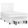 Vidaxl Box spring postelja z vzmetnico bel 120x190 cm umetno usnje