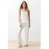 Trendyol White-Multicolor Floral String Strap Knitted Pajama Set