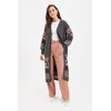 Trendyol Anthracite Jacquard Long Knitwear Cardigan