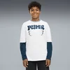 PUMA MID 90s Relaxed Layered Long Sleeve Tee Youth, Kids, White Glow Heather, 9-10Y