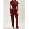 Trendyol Milla ženski set Crop Top i Knitted Bottom Twoss25Au00047, burgundac