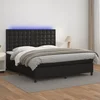 Krevet box spring s madracem LED crni 180x200cm od umjetne kože