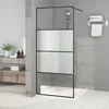 Pregrada za tuš crna 90 x 195 cm s napola mutnim staklom ESG