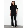 Trendyol Black 100% Cotton Oversize Pattern Spanish Leg Knitted Bottom-Top Set