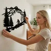 WallXpert metalni zidni ukras 5323, planinski pejzaž sa šumom i planinarom, 117 x 75 cm, crni