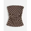 Sinsay - Pamučni bandeau top sa tačkicama - braon