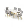 HANAH HOME Rasklopivi trpezarijski sto i stolice (7 delova) Esla White Marble Gold Grey