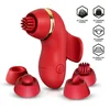 SuperLove SuperClit Vibrating Stimulator with Multifunction Caps Red