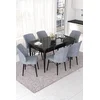 Hanah Home Set Trpezarijski sto i 6 stolica Nef, Sivo-crni