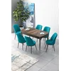 Hanah Home Set Trpezarijski sto i 6 stolica Zen, Tirkizno-braon
