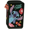 shumee Črna šolska peresnica s tremi predelki Disney Stitch s pripomočki