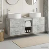 Komplet omaric za kopalnico 3 kos Betonsko siva