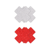 NS Novelties Pretty Pasties Glitter Cross Red Silver 2 Pairs