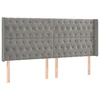 Vidaxl Vzglavje z ušesi svetlo sivo 203x16x118/128 cm žamet