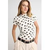 Trendyol ženska bluza Ecru Polka Dot Fitted High Neck Short Sleeve Crop Knitted, ecru