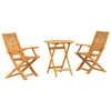 Vidaxl Zložljiv bistro set 3 szt. Rjava Masiven les akacije