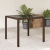 Vidaxl vidaXL Vrtna miza s stekleno ploščo, rjava, 90x90x75 cm, poli ratan