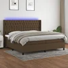 vidaXL Box spring postelja z vzmetnico LED temno rjava 200x200cm blago
