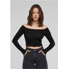Womens Off Shoulder Glitter Long Sleeve Black