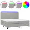 Vidaxl Box spring postelja z vzmetnico LED sv. siva 200x200 cm blago