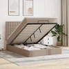 Ottoman krevet s madracem i LED diodama Cappuccino 140x190 cm umjetna koža
