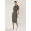 Trendyol Black Striped Mini Striped Polo Neck Knit Dress