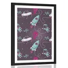 Plakat s paspartujem prijazni Vesoljček - 40x60 silver