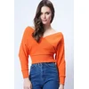 Trend Alacati Stili Ženska bluza dugih rukava ALC-019-053-BLZ, V-izrez, Narandžasta