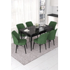 Hanah Home Set Trpezarijski sto i 6 stolica Nef, Zeleno-crni