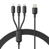 Polnilni kabel Baseus Rapid Series - 3v1 polnilni kabel iz USB v USB-C, Lightning in Micro USB priključke ter hitrim polnjenjem 100W - 1.5m - črn