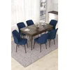 Hanah Home Set Trpezarijski sto i 6 stolica Nef, Plavo-braon