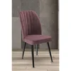 Hanah Home set trpezarijskih stolica Platinum 6 kom, puder roze tkanina Jerry, crne metalne noge