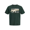 JACK & JONES Majica rumena / temno zelena / bela