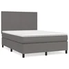 Vidaxl Box spring postelja z vzmetnico siv 140x190 cm umetno usnje