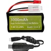 YUNIQUE GREEN-CLEAN 7,4V 3000mAh 15C 2S Li-ion baterija z JST-2P vtičem in USB polnilnim kablom za UDIRC UD1601 UD1602 SG1603 RC Car 1/10, 1/12, 1/16 merilo RC tovornjak RC čoln RC dron