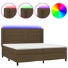vidaXL vidaXL Box spring postelja z vzmetnico LED temno rjava 200x200cm blago, (20892560)