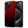 Cadorabo Ohišje je združljivo z Apple iPhone 15 PRO in rdeča - črna - Dvobarvni zaščitni pokrov iz silikona TPU in hrbtna stran iz kaljenega stekla, (20860020)