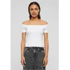 Womens T-Shirt Organic Off Shoulder Rib - White