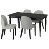 ROSENTORP / ROSENTORP Sto i 4 stolice, crna/Tibbleby bežsiva crna, 155/215x87 cm
